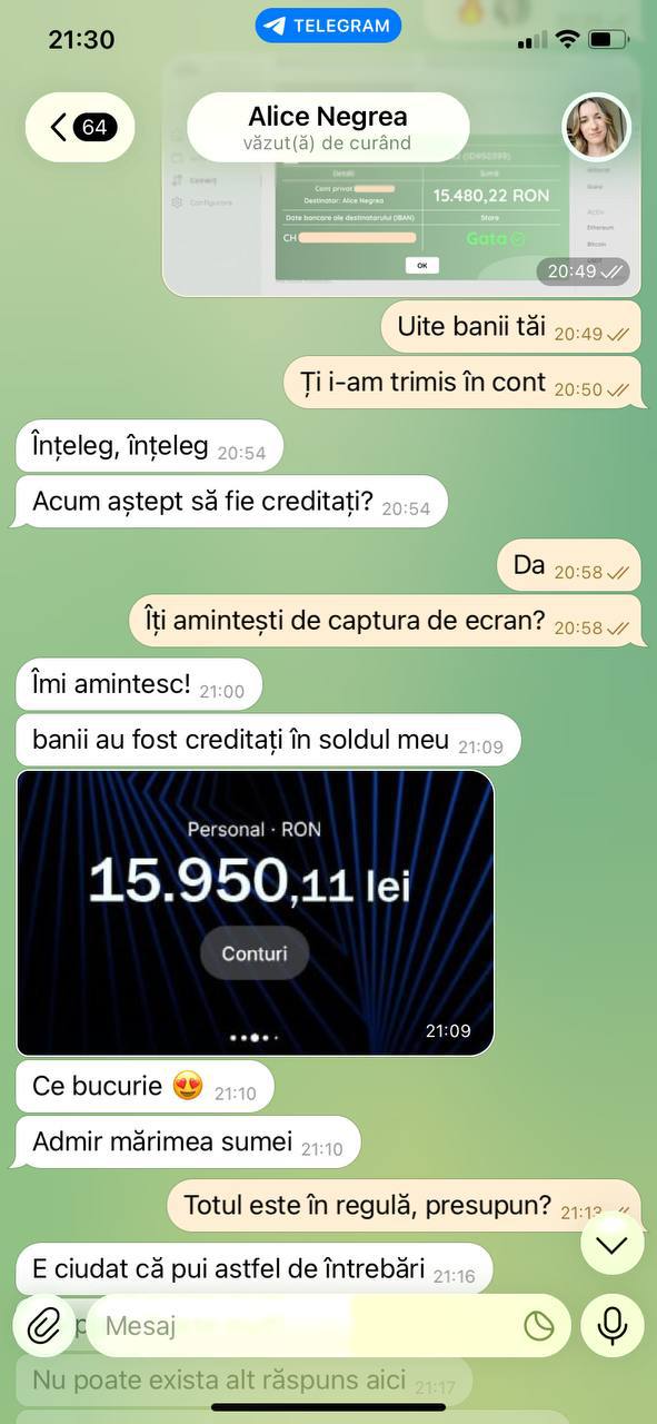 Recenzie a clientului pe Telegram 3