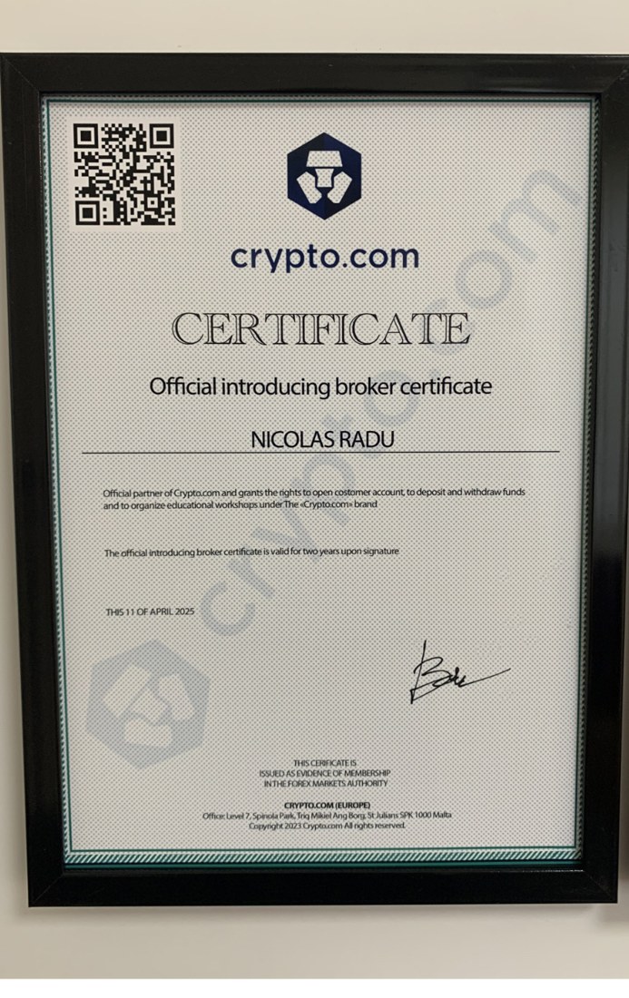 Crypto.com — Official introducing broker certificate